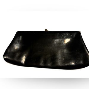 Vintage Black 1960s Patent Leather Women’s Clutch Purse NICE